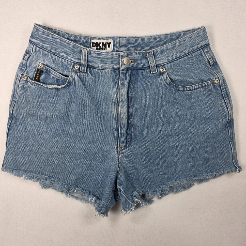 Vintage 90's DKNY In Women We Trust Cut Off Jeans Denim Shorts Size 28